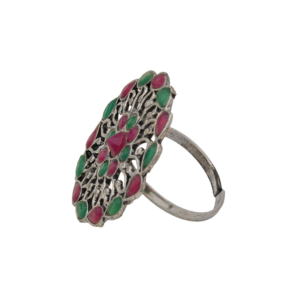 FloraDrop stone studded ring (Multicolored)