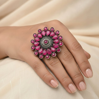 Dot&Dazzle stone studded ring (Red)