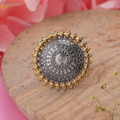 Aurora Sun oxidised ring
