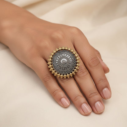 Aurora Sun oxidised ring
