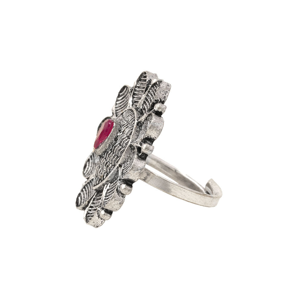 PetalStone oxidised ring (Red)