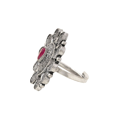 PetalStone oxidised ring (Red)