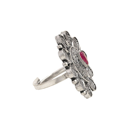 PetalStone oxidised ring (Red)