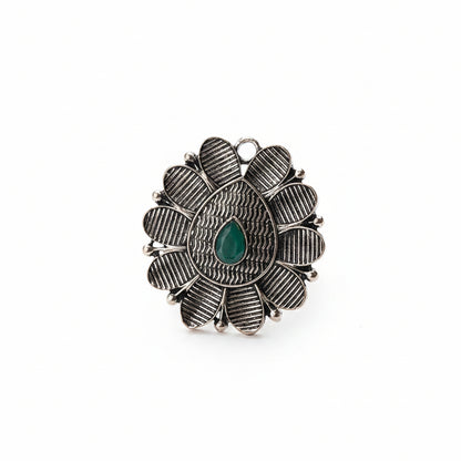 PetalStone oxidised ring (Green)