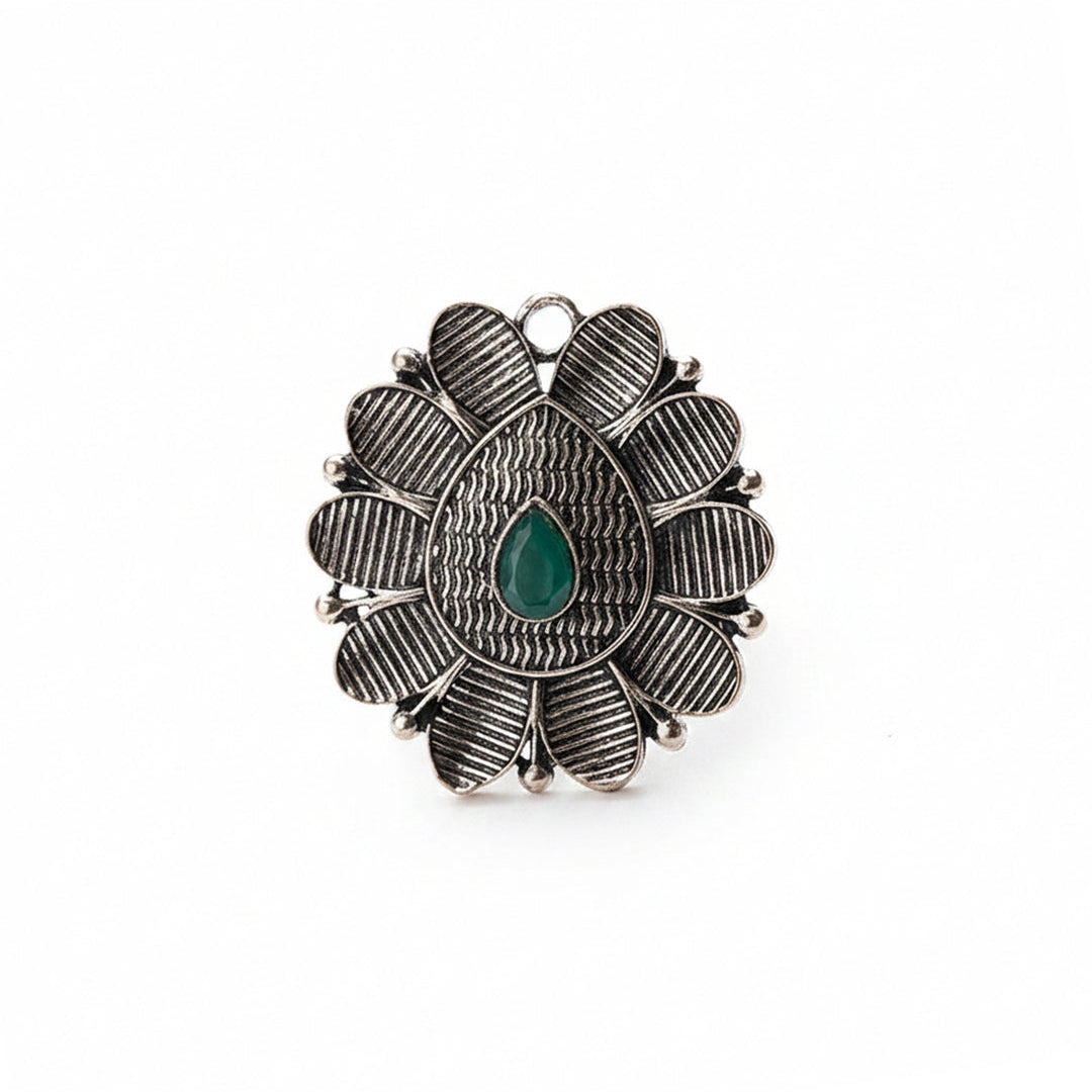 PetalStone oxidised ring (Green)