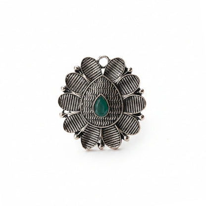 PetalStone oxidised ring (Green)