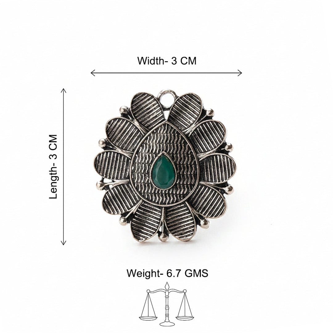 PetalStone oxidised ring (Green)