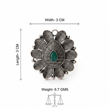 PetalStone oxidised ring (Green)