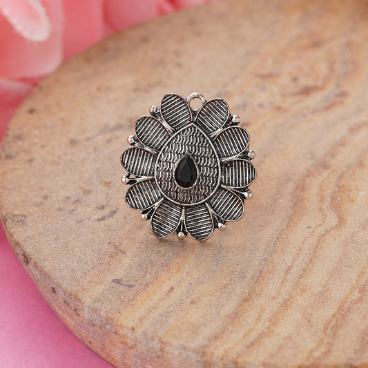 PetalStone oxidised ring (Black)