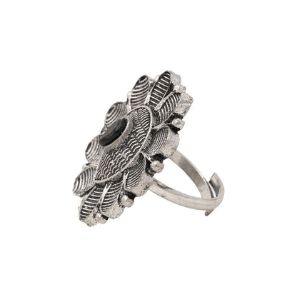 PetalStone oxidised ring (Black)