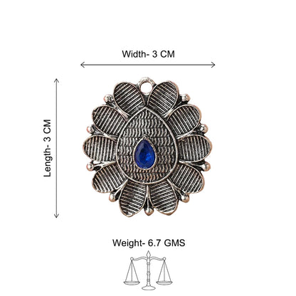 PetalStone oxidised ring (Blue)