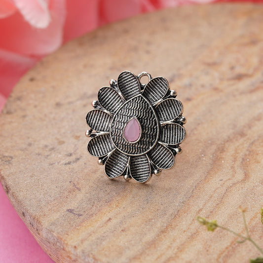 PetalStone oxidised ring (Baby Pink)