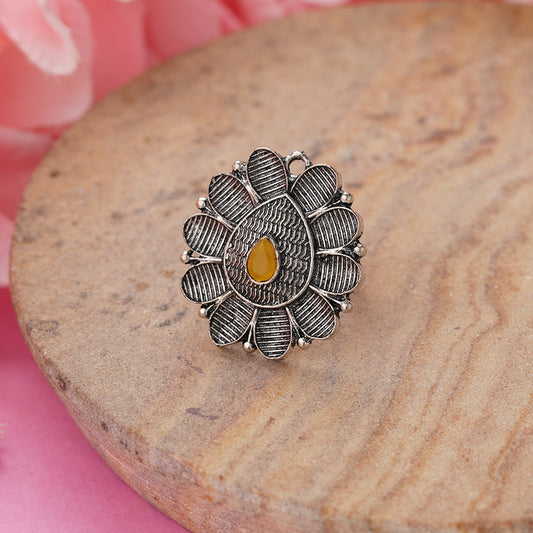 PetalStone oxidised ring (Yellow)