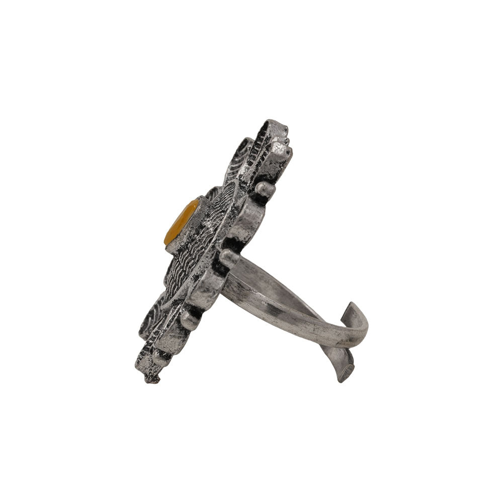 PetalStone oxidised ring (Yellow)
