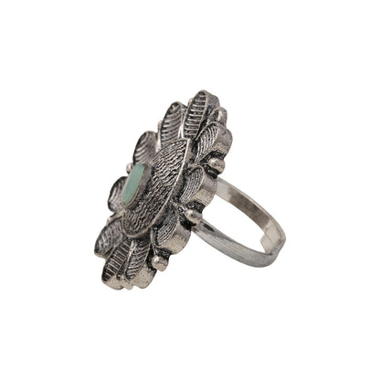PetalStone oxidised ring (Mint)