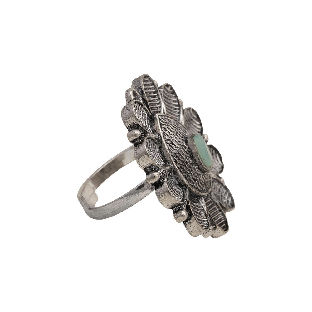 PetalStone oxidised ring (Mint)