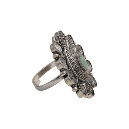 PetalStone oxidised ring (Mint)
