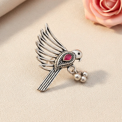 WingWonder oxidised stone studded ring (Red)