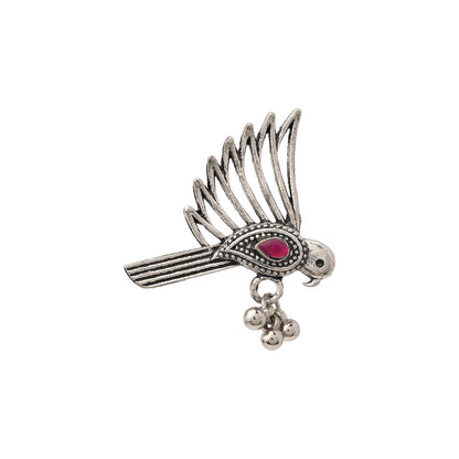 WingWonder oxidised stone studded ring (Red)