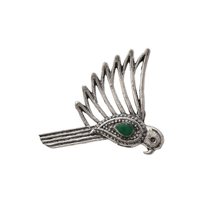 WingWonder oxidised stone studded ring (Green)