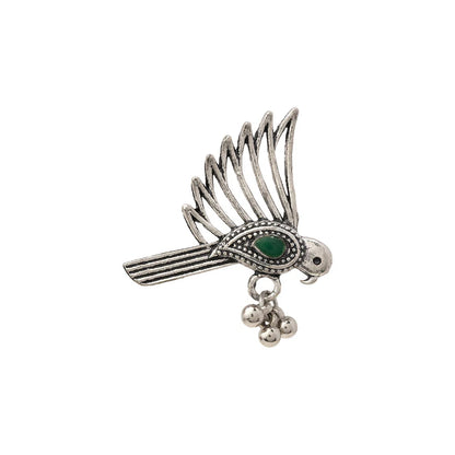 WingWonder oxidised stone studded ring (Green)