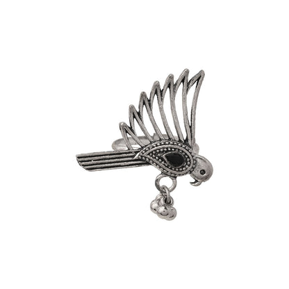 WingWonder oxidised stone studded ring (Black)