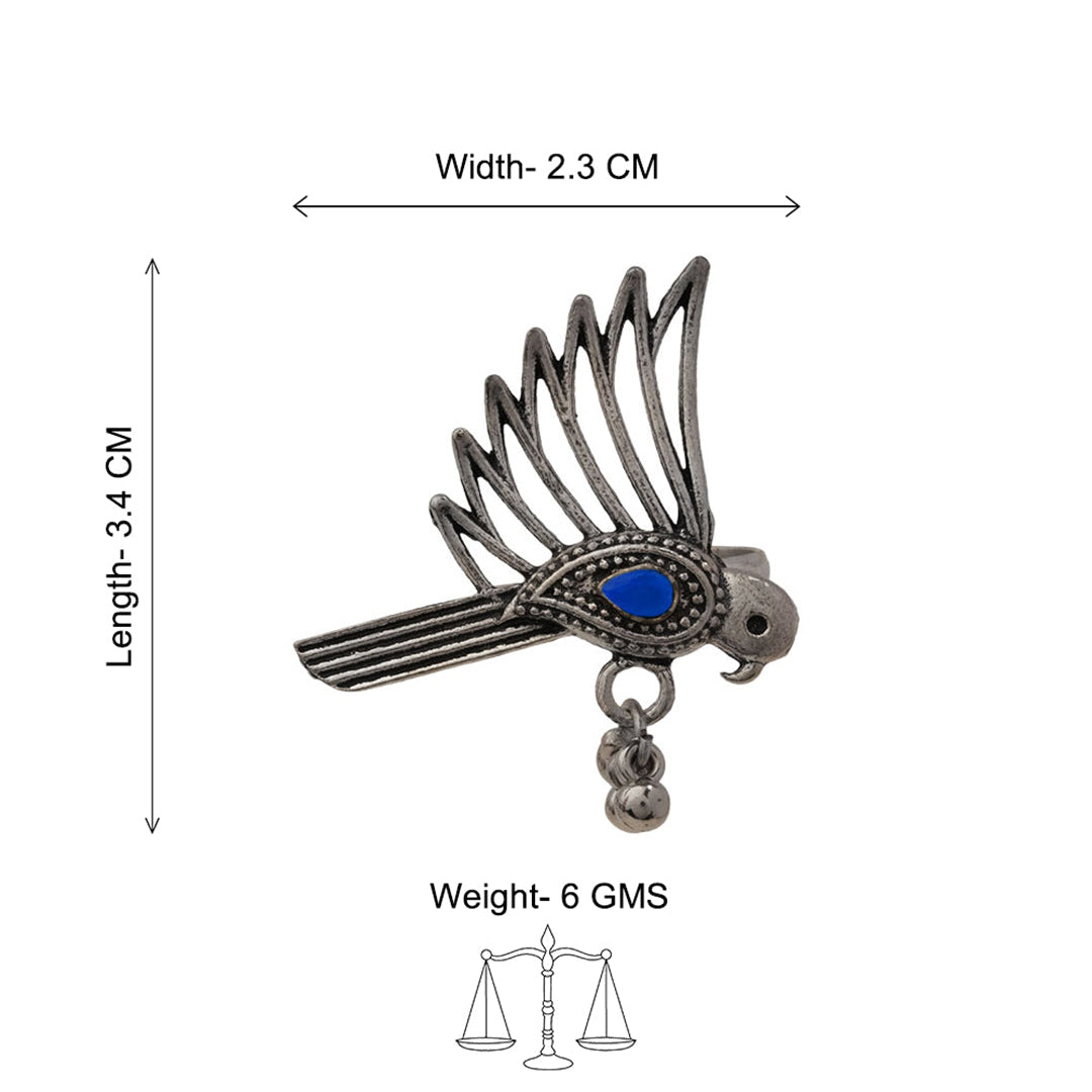 WingWonder oxidised stone studded ring (Blue)