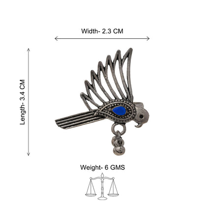 WingWonder oxidised stone studded ring (Blue)