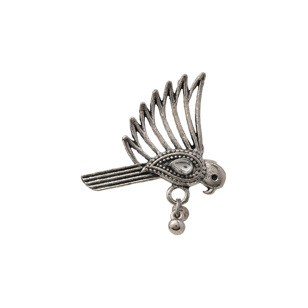 WingWonder oxidised stone studded ring (White)