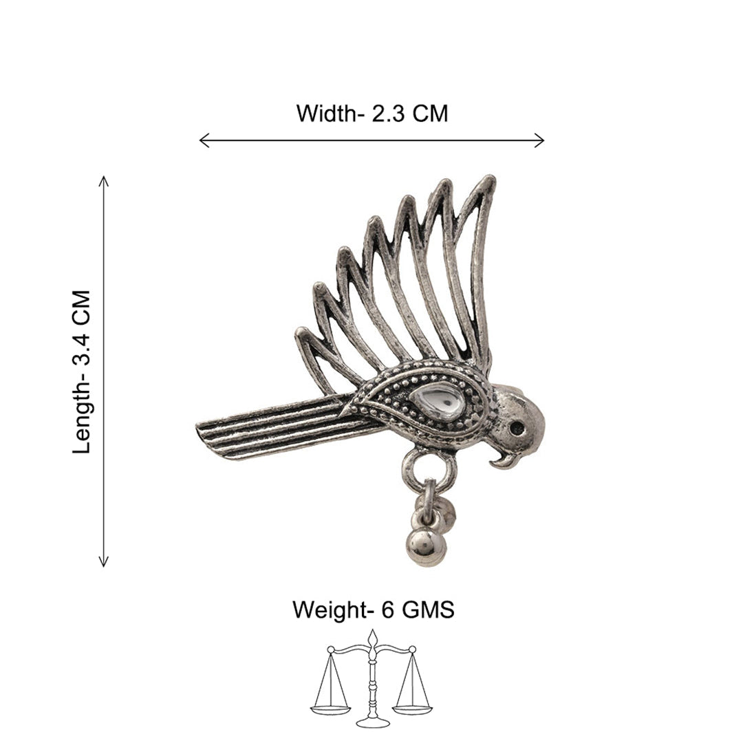 WingWonder oxidised stone studded ring (White)