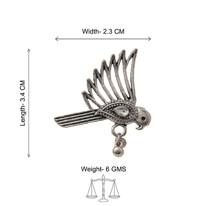 WingWonder oxidised stone studded ring (White)