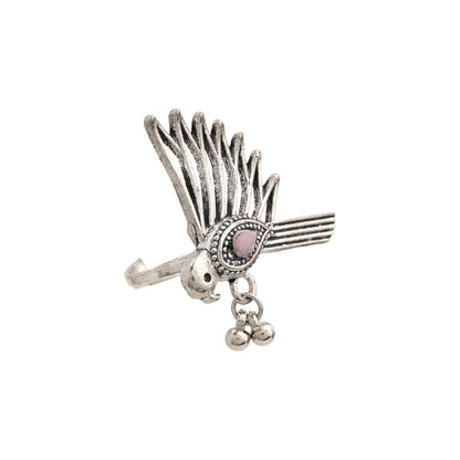 WingWonder oxidised stone studded ring (Baby Pink)