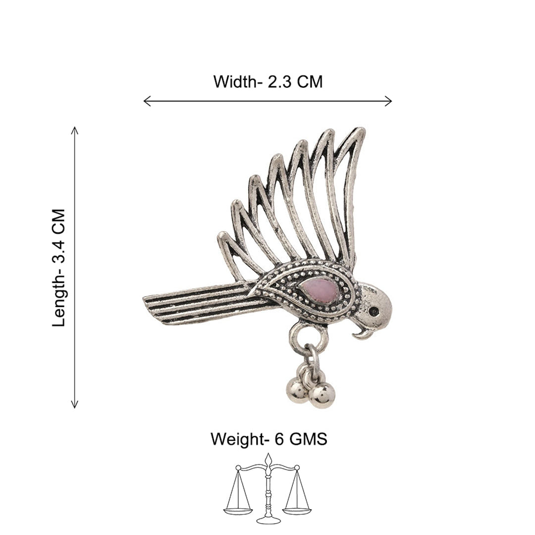 WingWonder oxidised stone studded ring (Baby Pink)