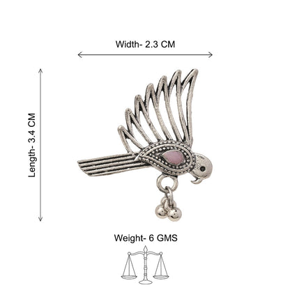 WingWonder oxidised stone studded ring (Baby Pink)