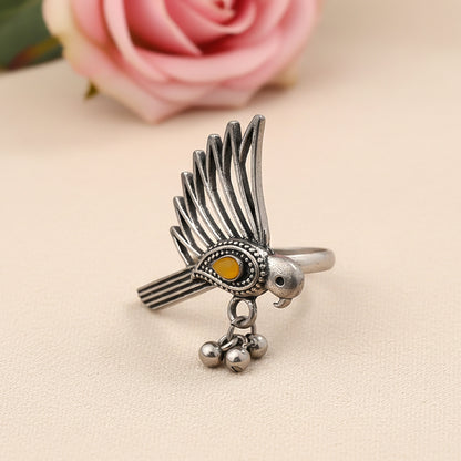 WingWonder oxidised stone studded ring (Yellow)