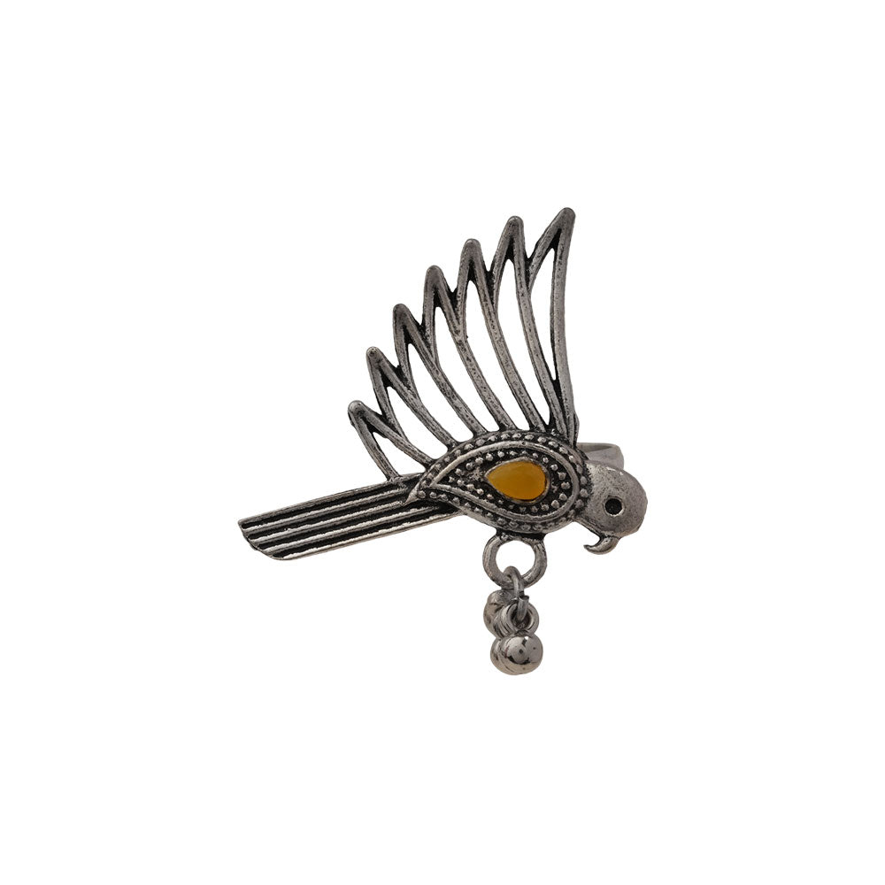 WingWonder oxidised stone studded ring (Yellow)