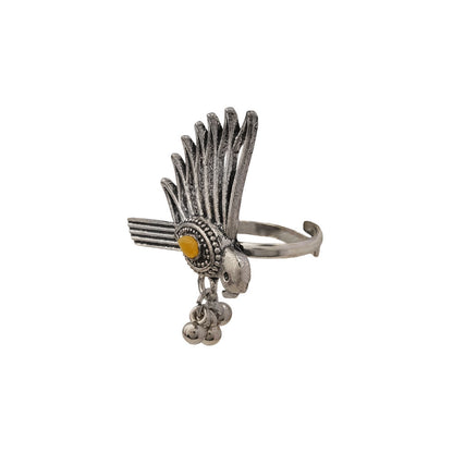 WingWonder oxidised stone studded ring (Yellow)