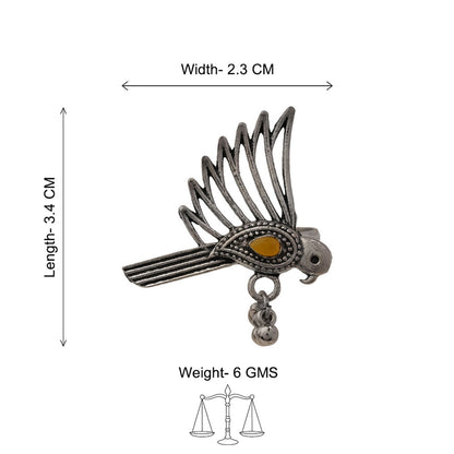 WingWonder oxidised stone studded ring (Yellow)