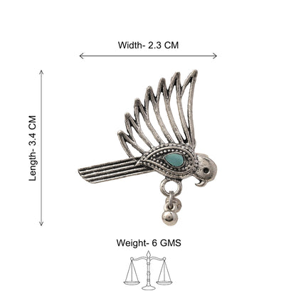 WingWonder oxidised stone studded ring (Mint)