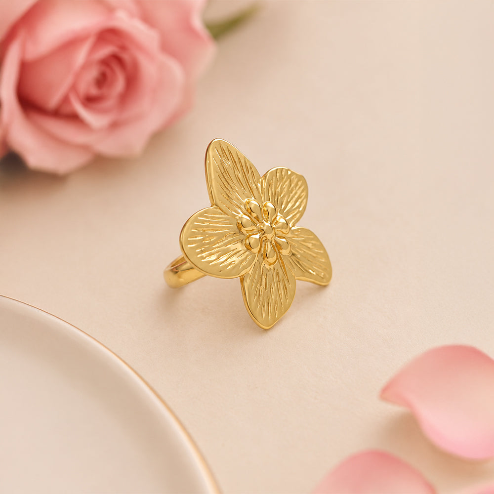 Golden Petal Bloom Ring