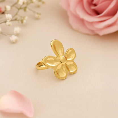 Golden Petal Loop Ring