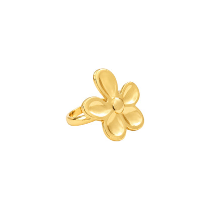 Golden Petal Loop Ring