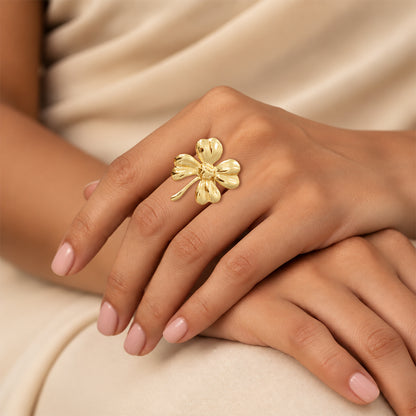 Golden Bloom Flower Ring