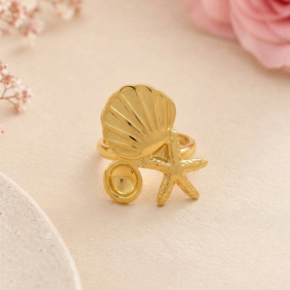Golden Seashell Starfish Earrings