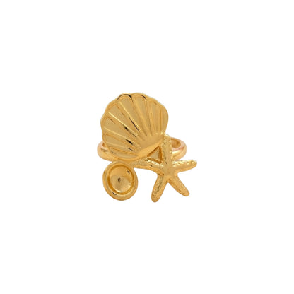 Golden Seashell Starfish Earrings