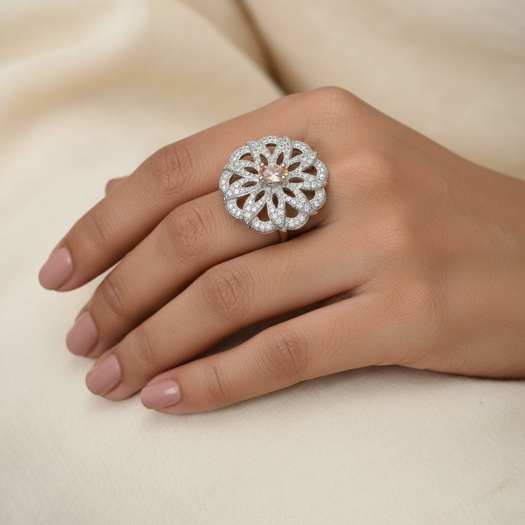 Crystal bloom zirconia rings