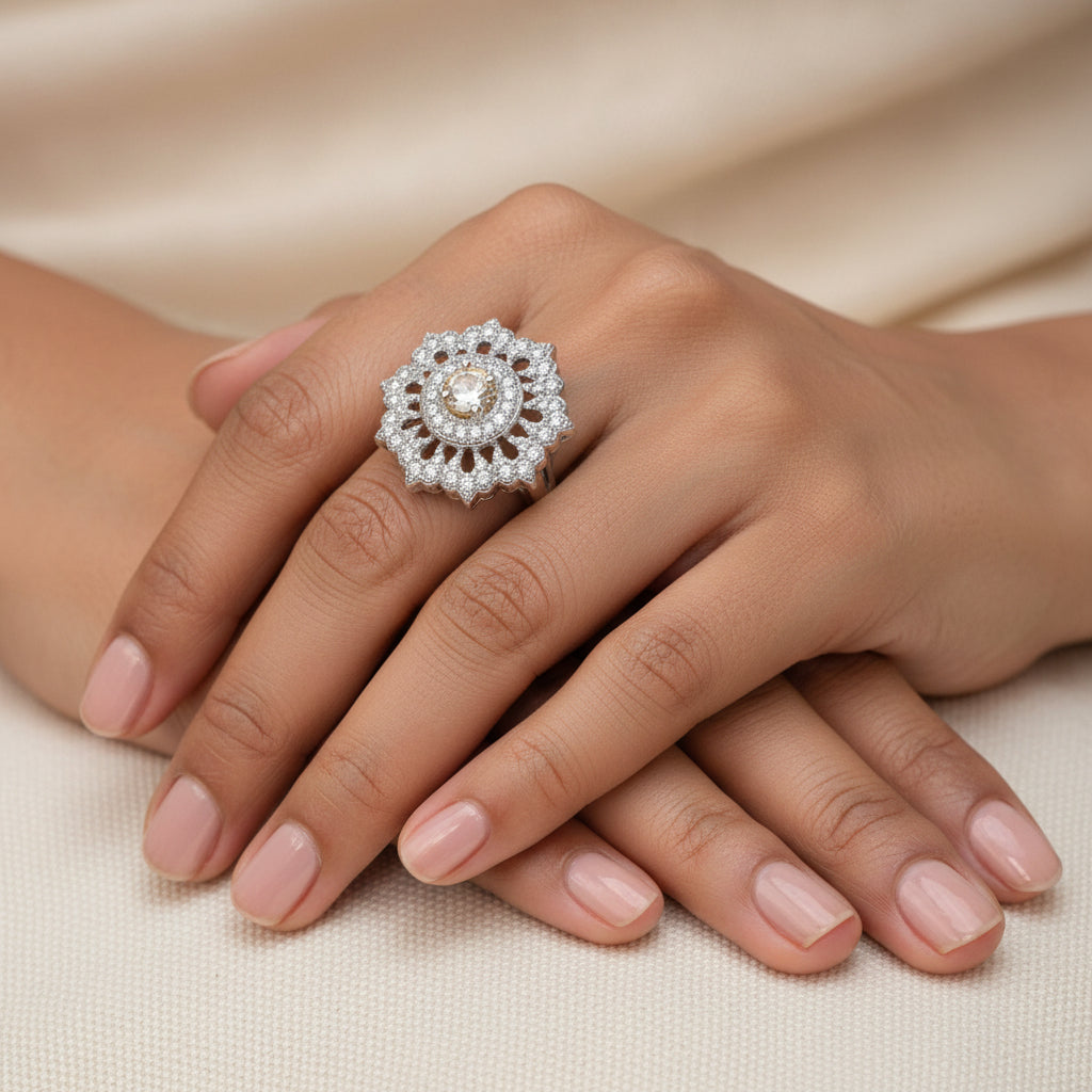 Flower chic zirconia rings