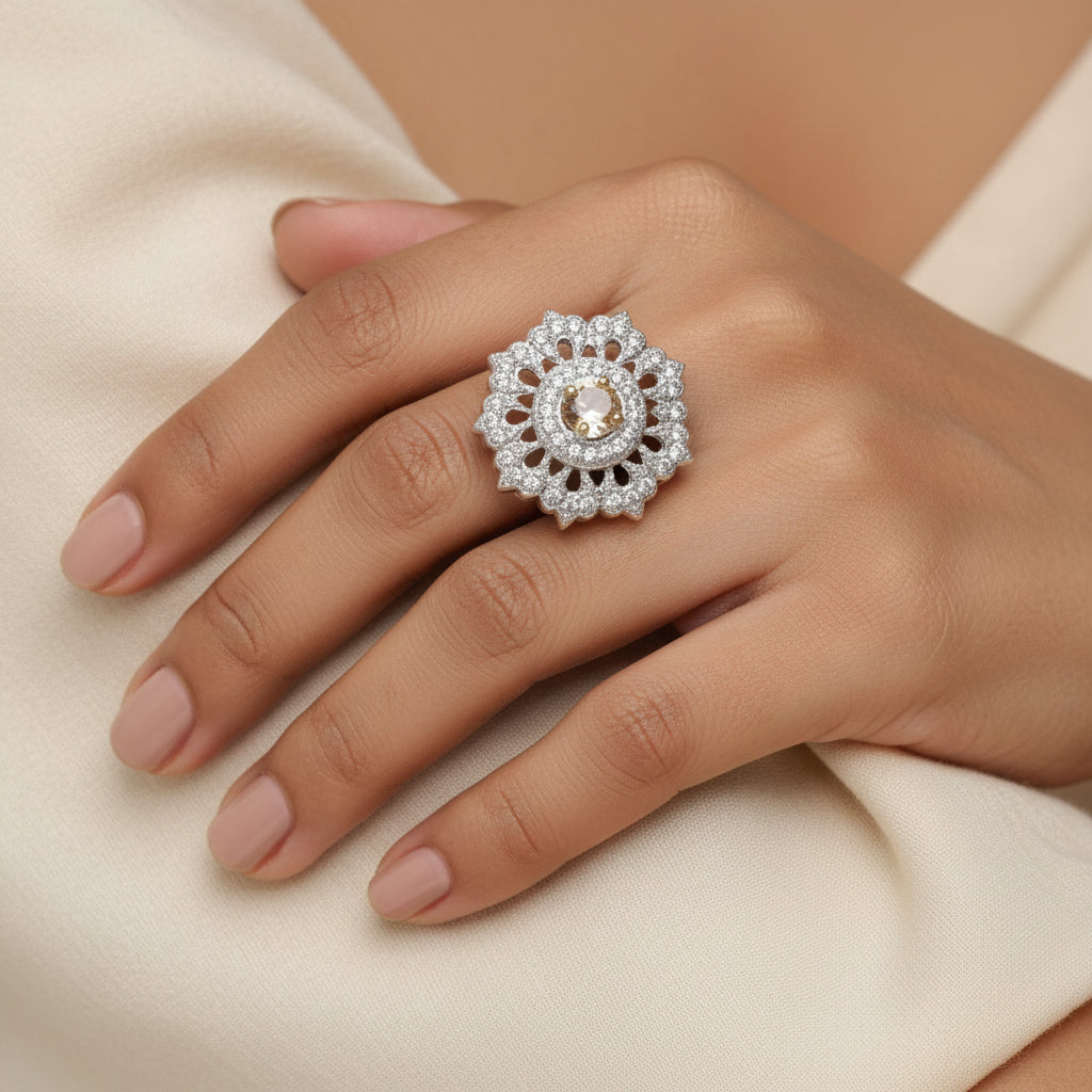 Flower chic zirconia rings