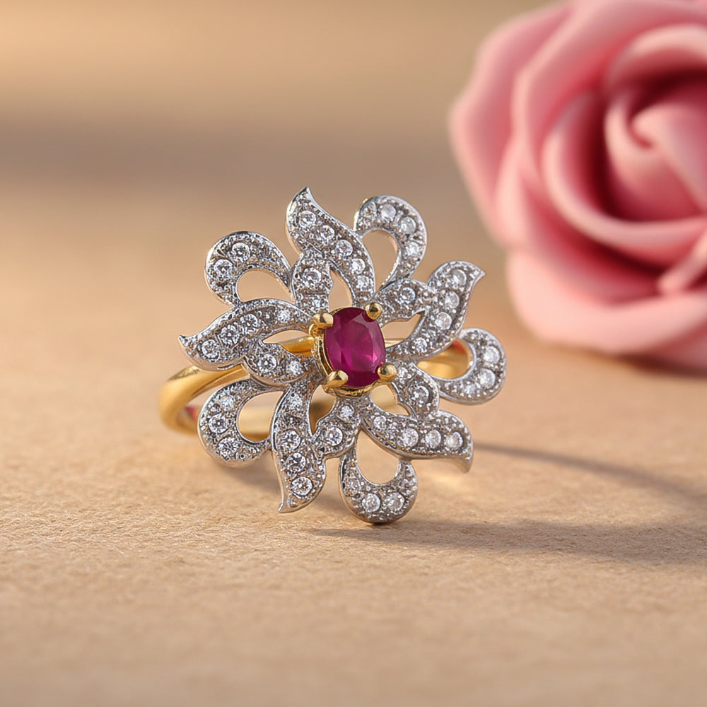 Rays and petals zirconia rings