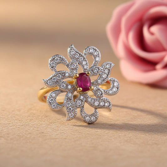 Rays and petals zirconia rings